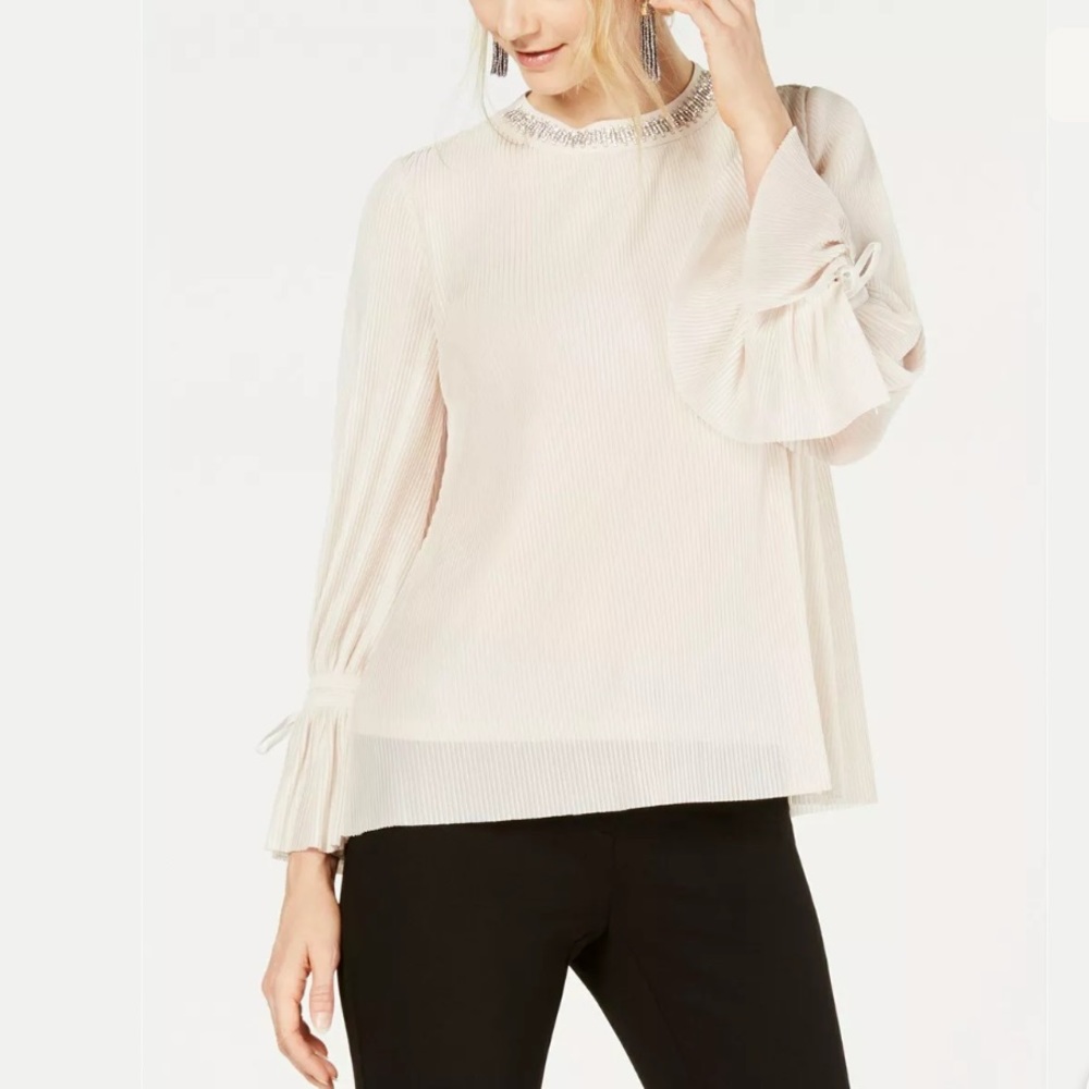 🌵Alfani Petite Textured Stripes Embellished- Top